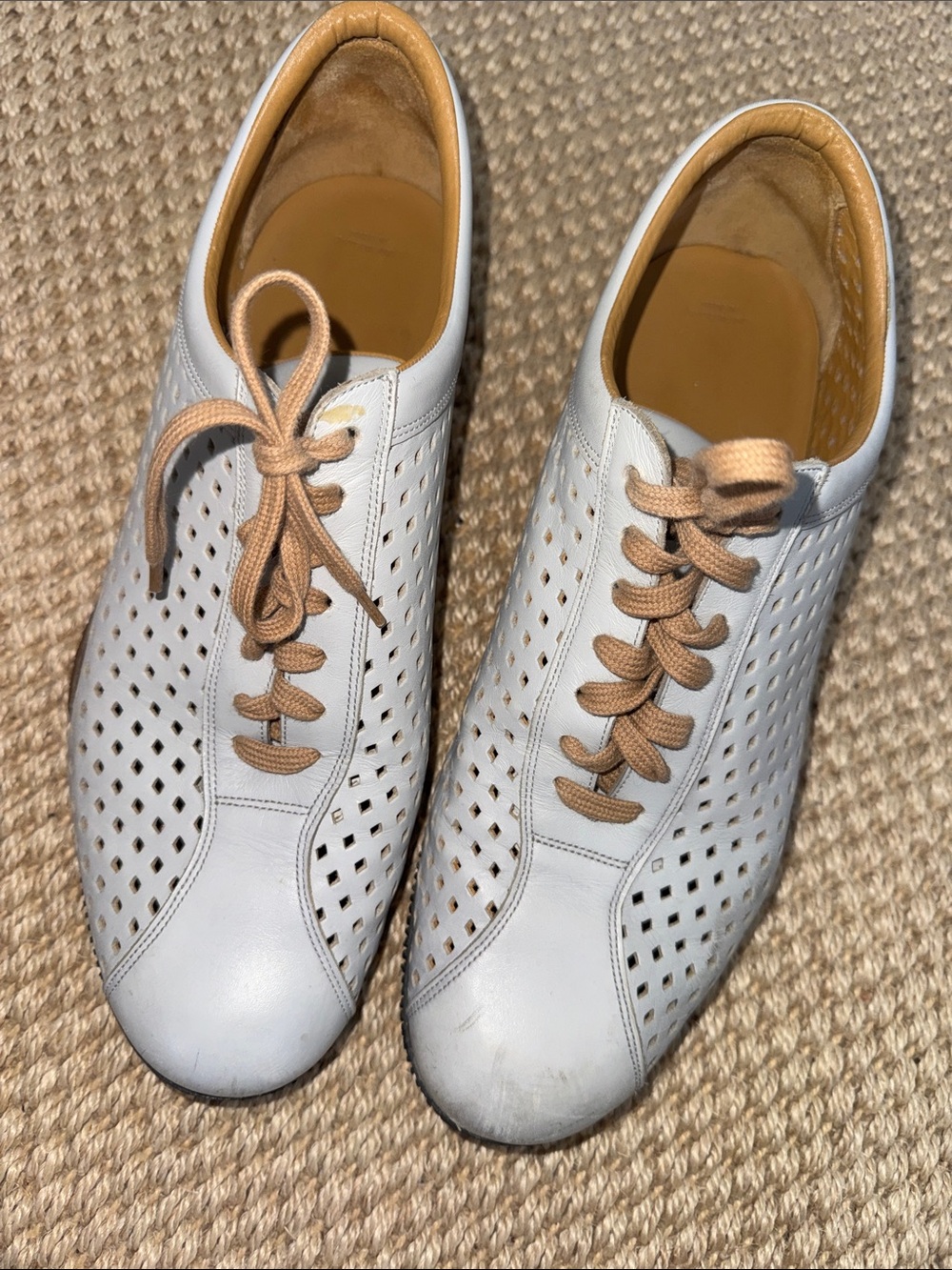 Bally of Switzerland men’s perforated cut out hole sneakers lace up shoes 10.5